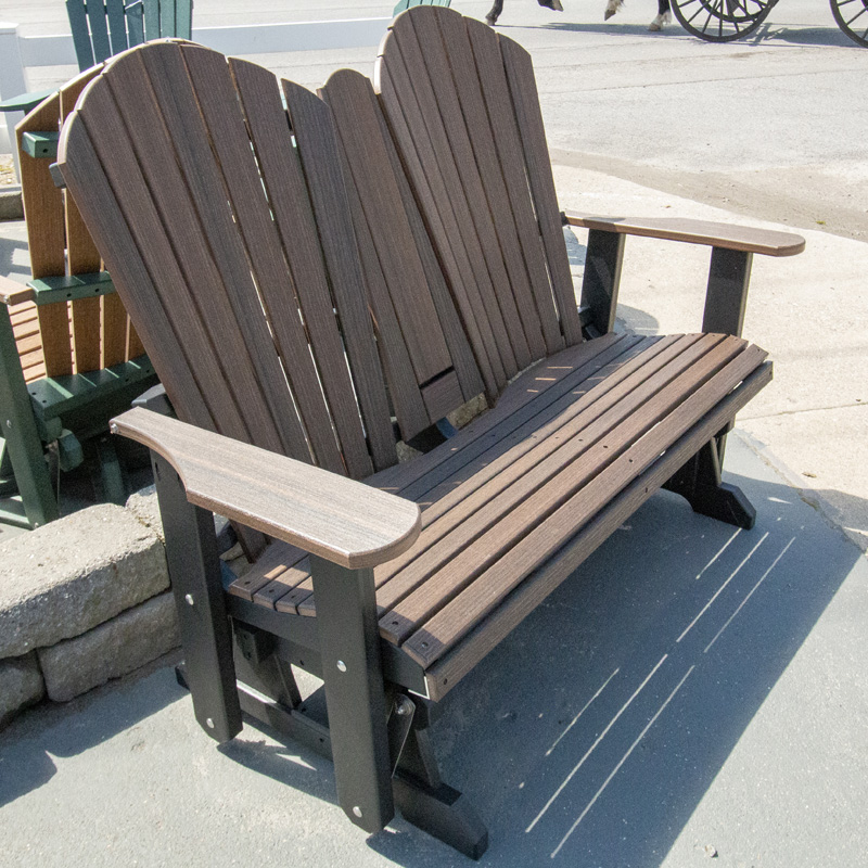 50in Glider w-Flip Down Drink Holder - Black & Brazilian Walnut