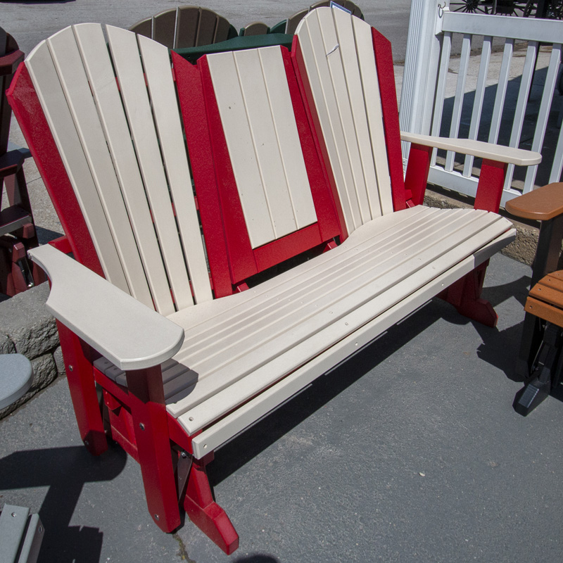 60in Glider w-Flip Down Drink Holder - Cardinal Red & Ivory