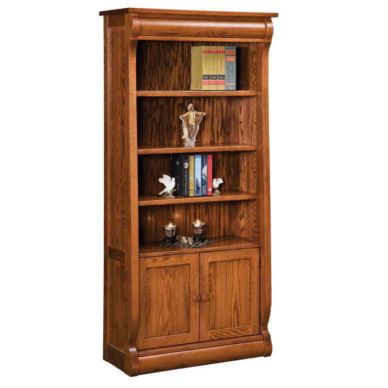 Old Classic Sleigh 4 Shelf, 2 Door Bookcase