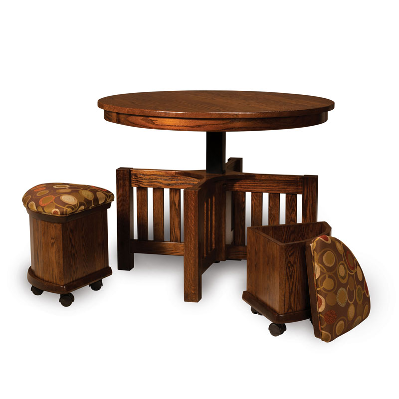 5 pc Round Table Bench Set with Storage