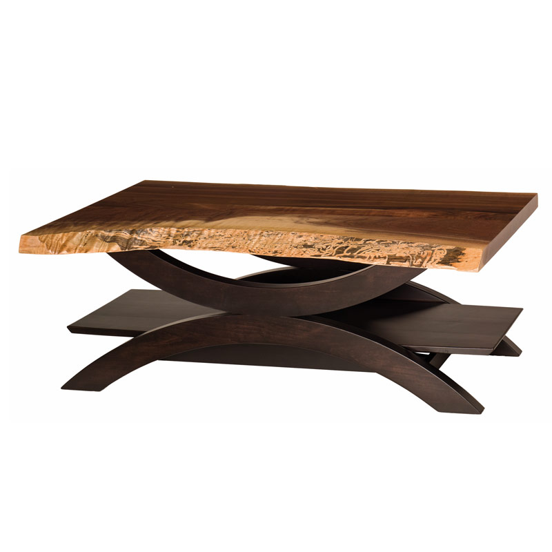 Live Edge Gateway Coffee Table with shelf