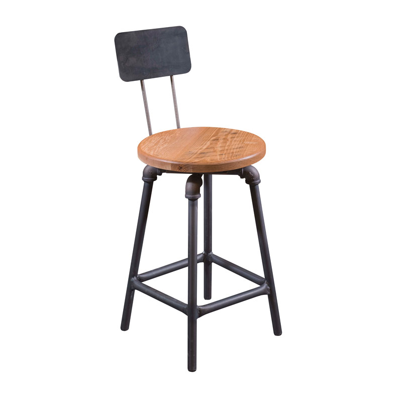 Industrial Swivel Barstool - Pipe Fitting Legs