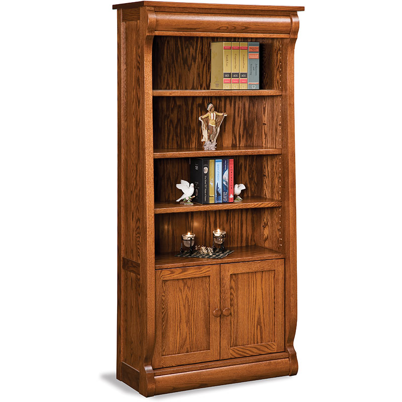 Old Classic Sleigh 4 Shelf, 2 Door Bookcase