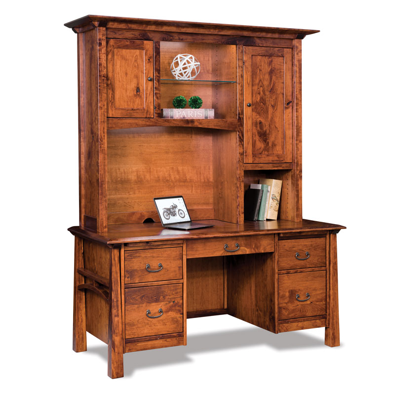 Artesa Double Pedestal Desk with Hutch Top