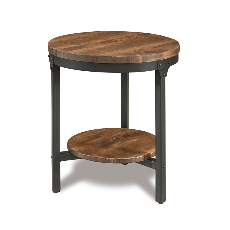 Houston 24" Round Steel/Wood End Table