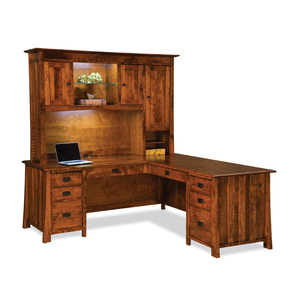 Grant L Desk with Hutch Top