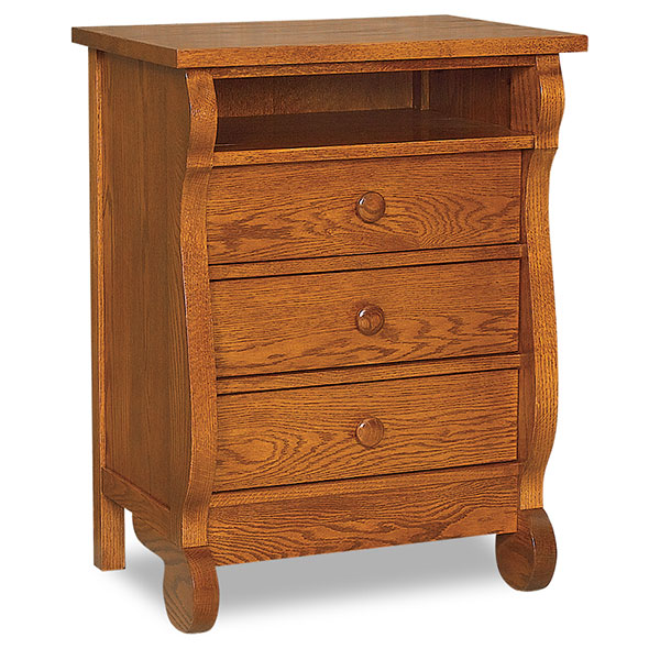 Old Classic Sleigh 3 Drawer Nightstand with Opening