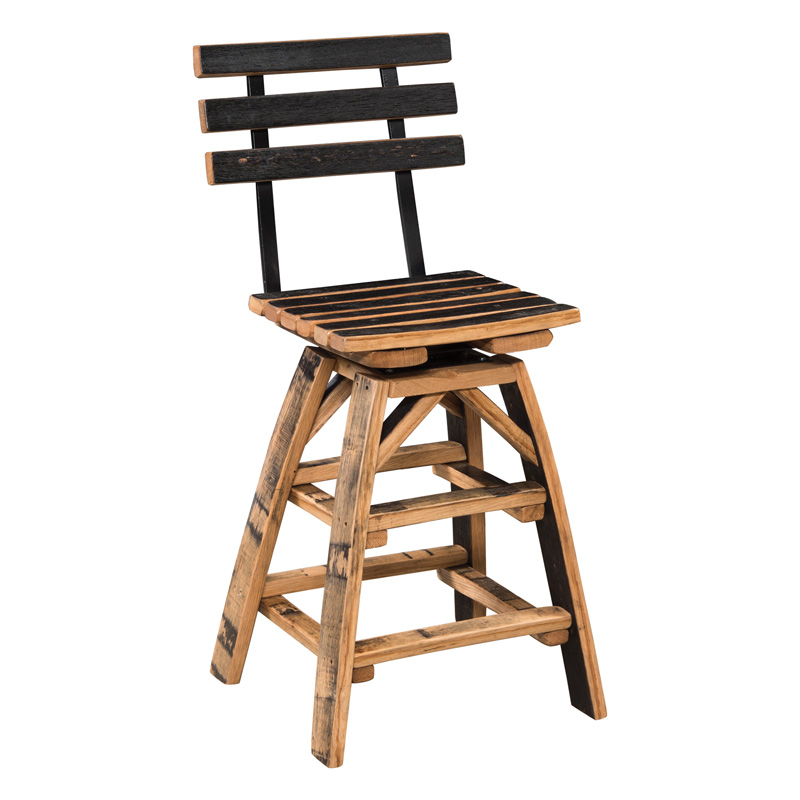 Barrel Stave Swivel Bar Stool