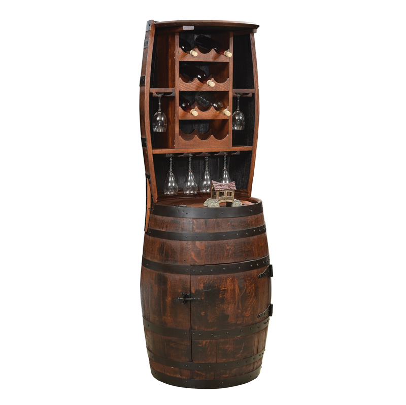 Barrel Hutch with 12 Bottle Holder