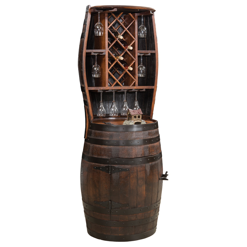 Barrel Hutch with 7 Bottle Holder