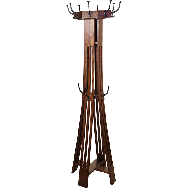 Slat Mission Hall Tree w/ Revolving Top