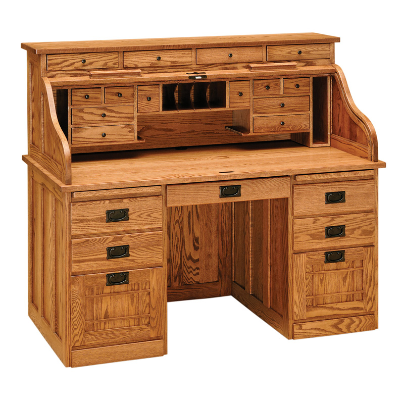 Mission Rolltop Desk - Double Pedestal