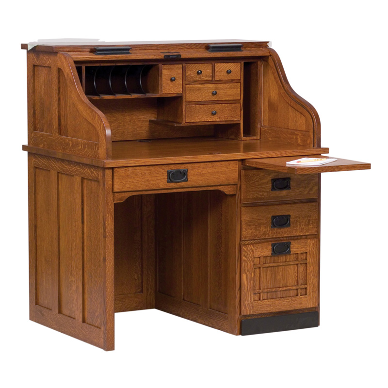 Mission Rolltop Desk - Single Pedestal 30"D