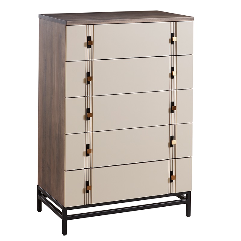 CHEST OF TWELVE WOODEN DRAWERS WITH METAL LEGS 