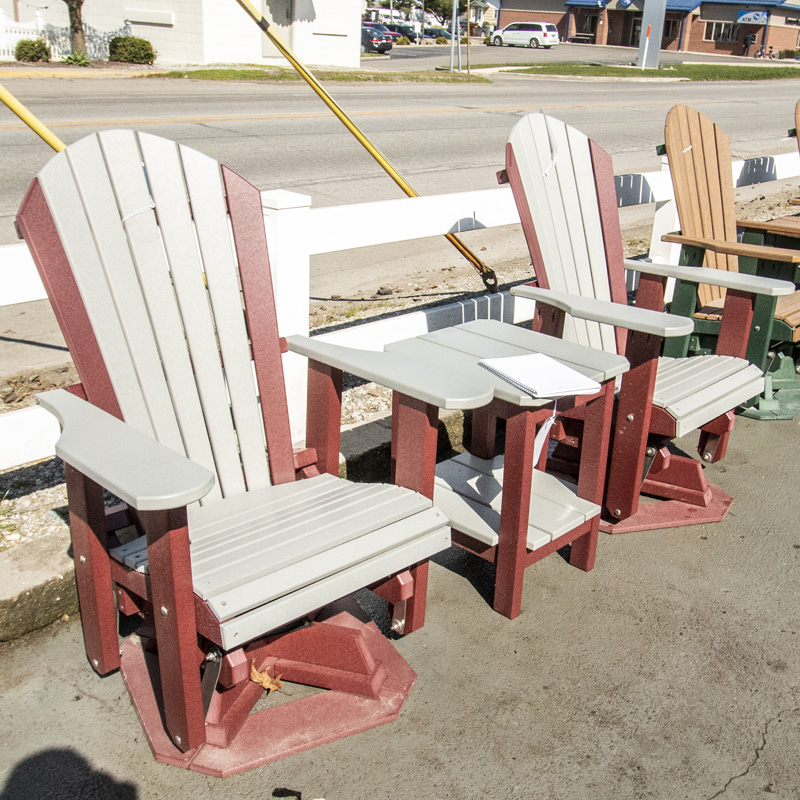 Adirondack Swivel Glider - Cherry & Light Gray