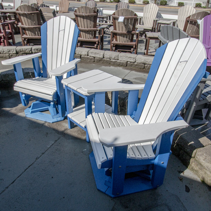 Adirondack Swivel Glider - Blue & White