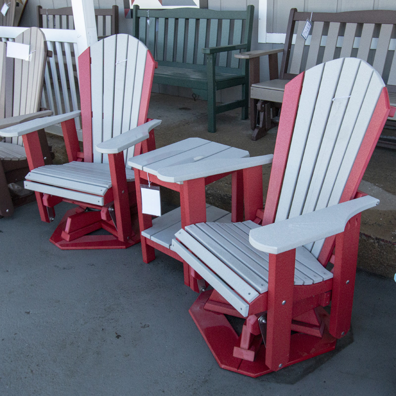Adirondack Swivel Glider - Cardinal Red & Light Gray
