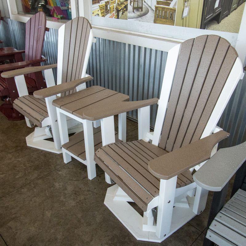 Adirondack Swivel Glider - White & Weathered Wood