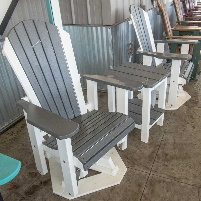 Adirondack Swivel Glider - White & Dark Gray