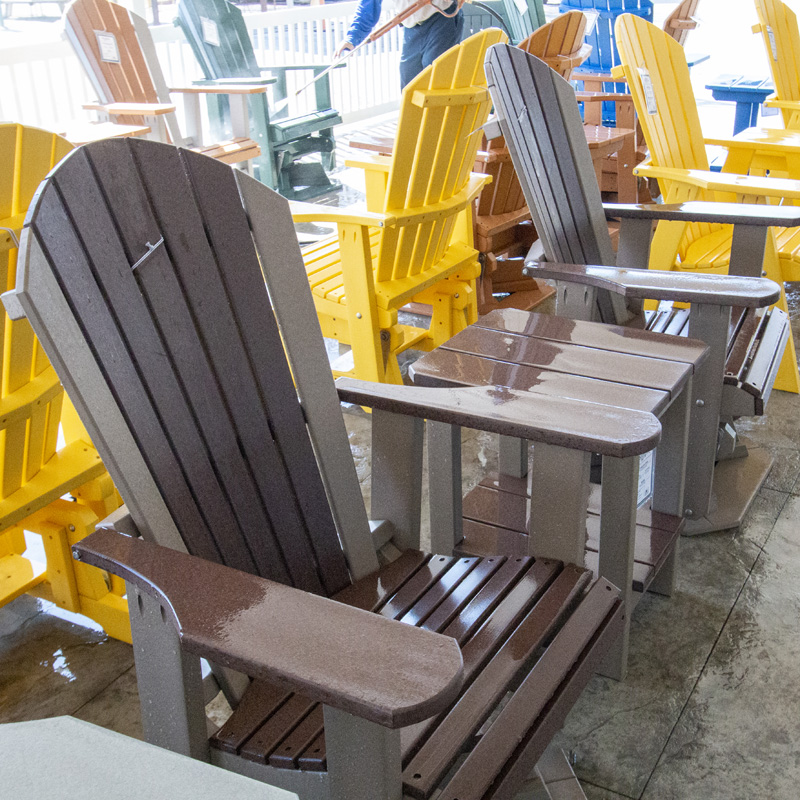 Adirondack Swivel Glider - Weathered Wood & Tudor Brown