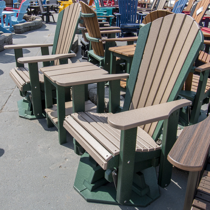 Adirondack Swivel Glider - Turf Green & Weathered Wood