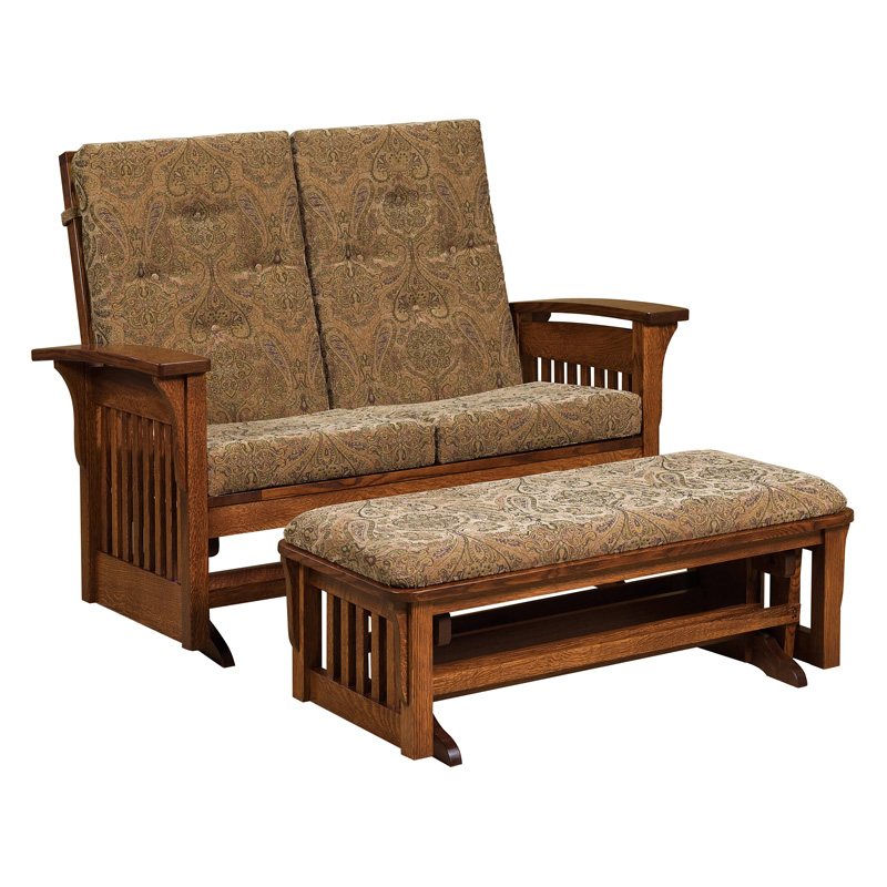 Bow Arm Slat Loveseat Glider