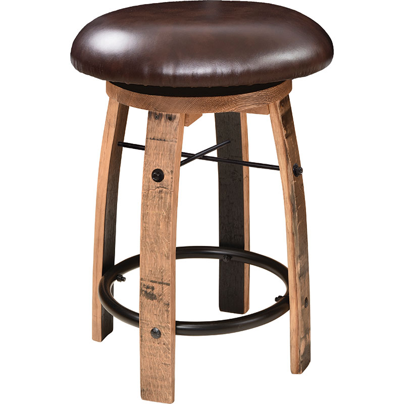 Swivel Barstool w/ Round Footrest, Cushion Seat, No Back