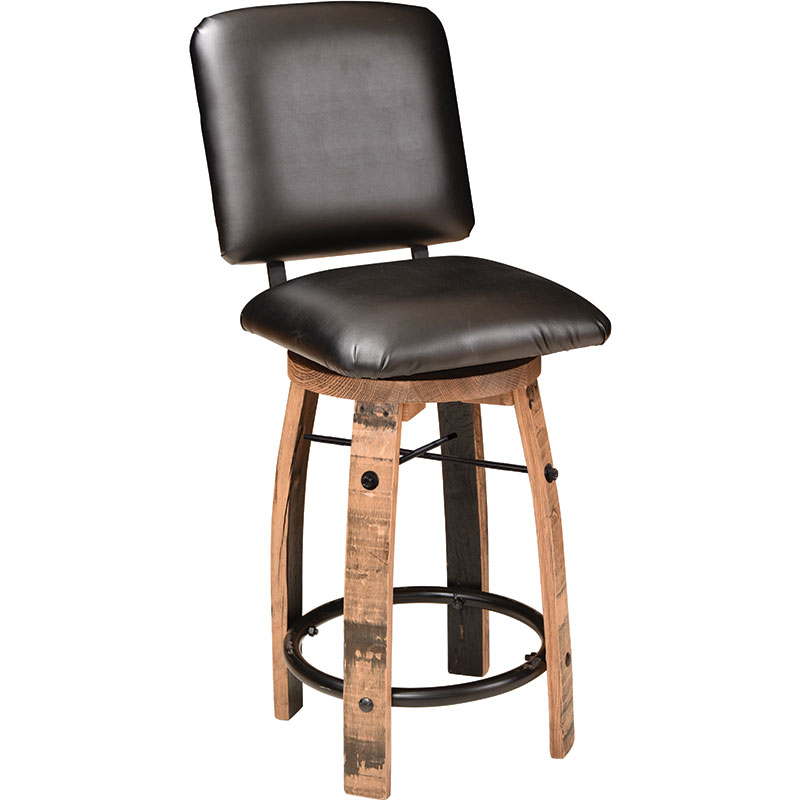 Swivel Barstool w/ Round Footrest, Cushion Seat & Full Back