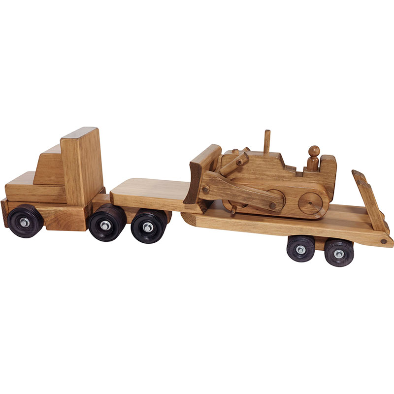 Wooden Low Boy w/ Bulldozer