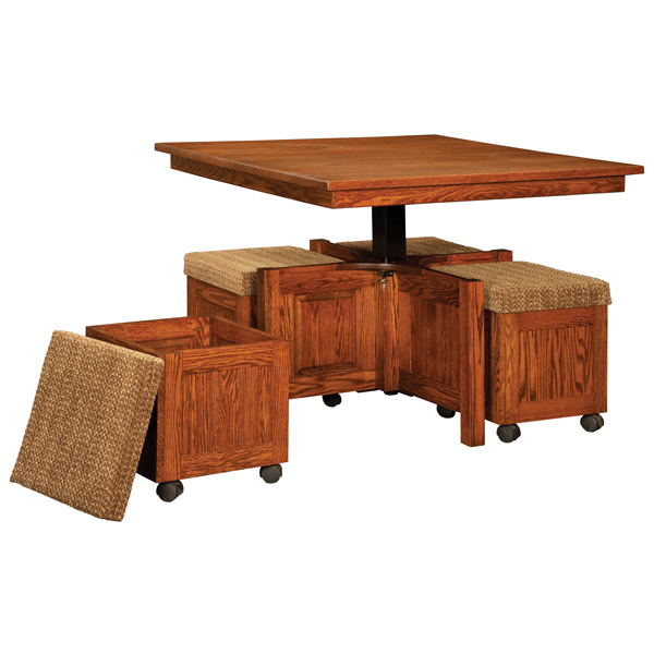 5 pc Square Coffee Table and Bench Set